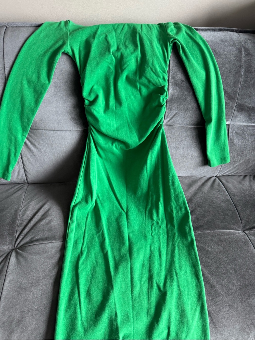 Zara Emerald Green Long-Sleeve Midi Dress